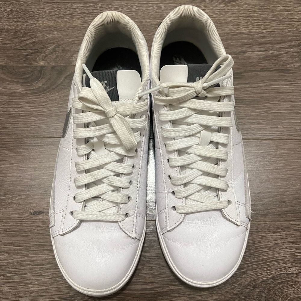 Nike all leather white sneakers.